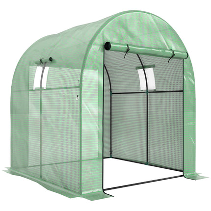 Polytunnel Walk-In Greenhouse with UV-Resistant PE Cover 180x180x200cm - Green