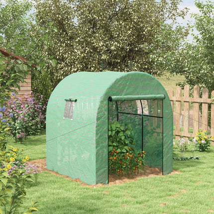 Polytunnel Walk-In Greenhouse with UV-Resistant PE Cover 180x180x200cm - Green