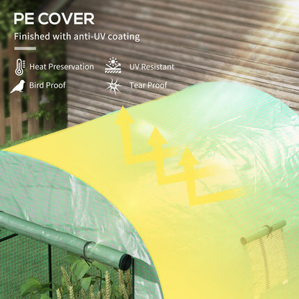 Polytunnel Walk-In Greenhouse with UV-Resistant PE Cover 180x180x200cm - Green