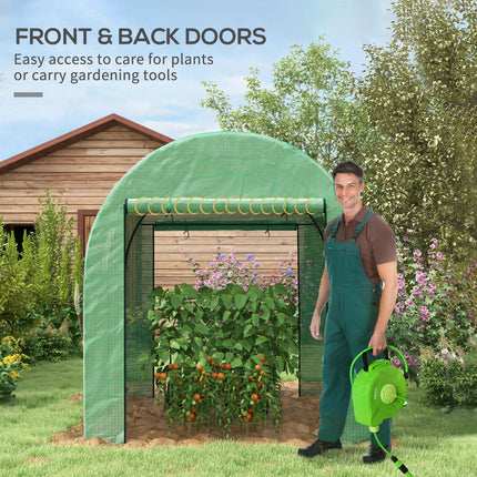 Polytunnel Walk-In Greenhouse with UV-Resistant PE Cover 180x180x200cm - Green