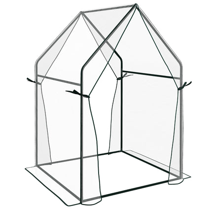 Portable Mini Greenhouse 90x90x145cm with Zipped Doors - Clear