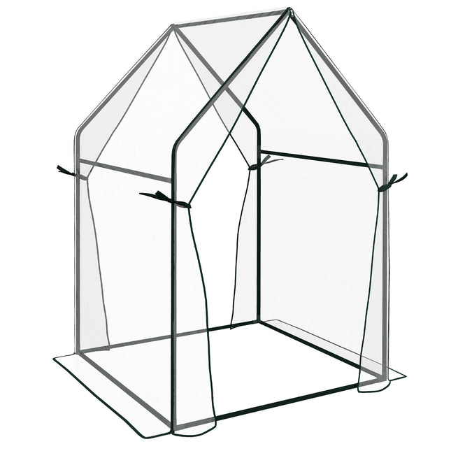 Portable Mini Greenhouse 90x90x145cm with Zipped Doors - Clear