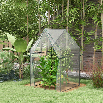 Portable Mini Greenhouse 90x90x145cm with Zipped Doors - Clear