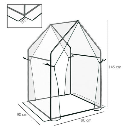 Portable Mini Greenhouse 90x90x145cm with Zipped Doors - Clear