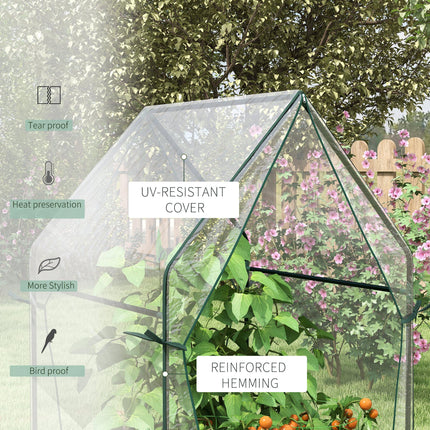 Portable Mini Greenhouse 90x90x145cm with Zipped Doors - Clear