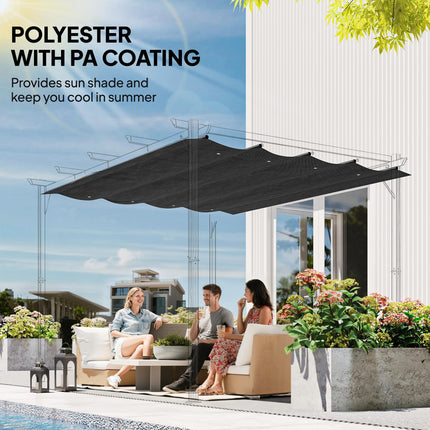 Retractable Pergola Roof Cover UV30+ Protection 286x245cm for 84C-175 Frame - Dark Grey