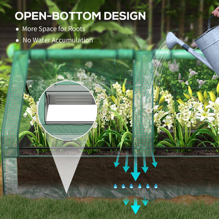 Metal Raised Garden Bed with Greenhouse Cover 185x95x92cm - Green and Dark Grey