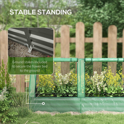 Metal Raised Garden Bed with Greenhouse Cover 185x95x92cm - Green and Dark Grey