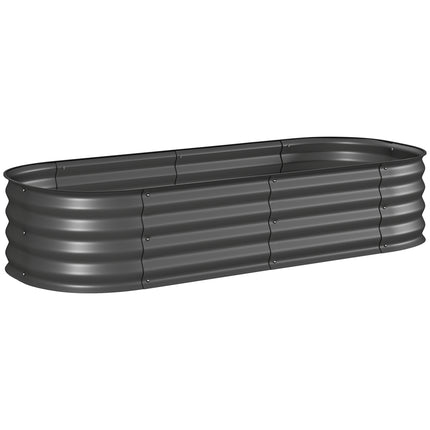 Galvanised Metal Raised Garden Bed with Safety Edging 150x62x30cm - Dark Grey