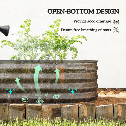 Galvanised Metal Raised Garden Bed with Safety Edging 150x62x30cm - Dark Grey