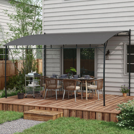 3 x 4m Outdoor Pergola Gazebo Set with Metal Frame and Sun Shade - Dark Grey