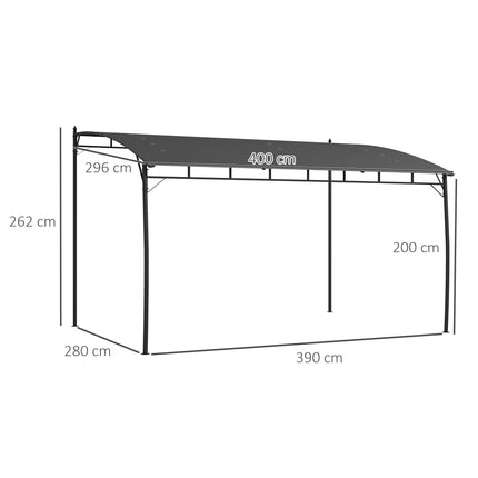 3 x 4m Outdoor Pergola Gazebo Set with Metal Frame and Sun Shade - Dark Grey