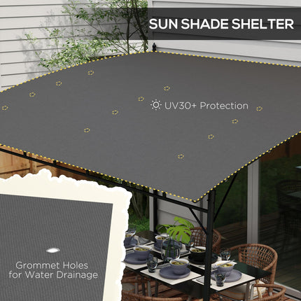 3 x 4m Outdoor Pergola Gazebo Set with Metal Frame and Sun Shade - Dark Grey