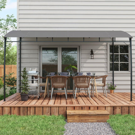 3 x 4m Outdoor Pergola Gazebo Set with Metal Frame and Sun Shade - Dark Grey