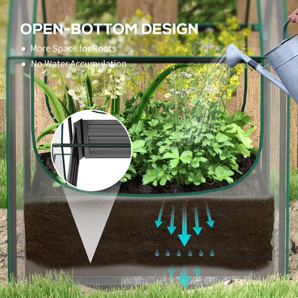 2 Piece Metal Raised Garden Bed with Greenhouse Cover - Dark Grey