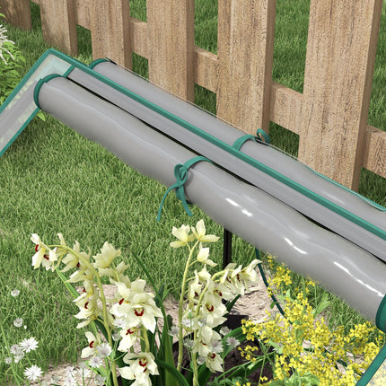2 Piece Metal Raised Garden Bed with Greenhouse Cover - Dark Grey