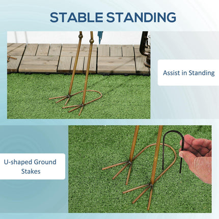 2 Piece Steel Crane Garden Ornament Set with Stakes - Multi-Colour