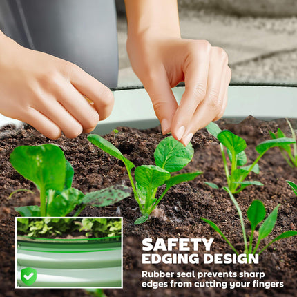 Set of 2 Raised Metal Garden Beds with Safety Edging - Green