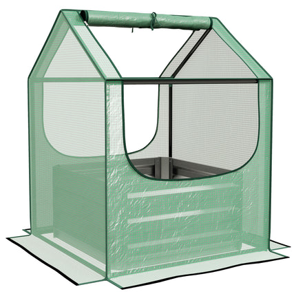 61 x 61cm Garden Planter Bed, with Cover - Green and Silver