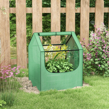 61 x 61cm Garden Planter Bed, with Cover - Green and Silver