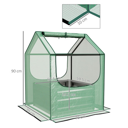 61 x 61cm Garden Planter Bed, with Cover - Green and Silver