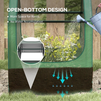 61 x 61cm Garden Planter Bed, with Cover - Green and Silver