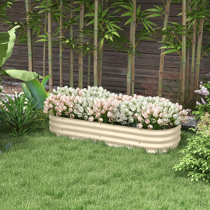 Galvanised Raised Garden Bed, Metal Planter Box with Safety Edging, for Flowers