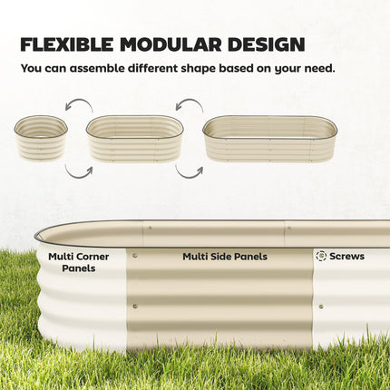 Galvanised Raised Garden Bed, Metal Planter Box with Safety Edging, for Flowers