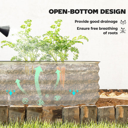Galvanised Raised Garden Bed, Metal Planter Box with Safety Edging, for Flowers