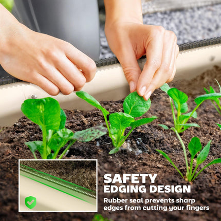 Galvanised Raised Garden Bed, Metal Planter Box with Safety Edging, for Flowers