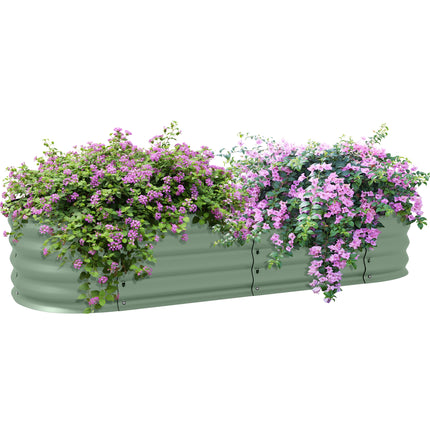 Galvanised Metal Raised Garden Bed with Safety Edging - Green