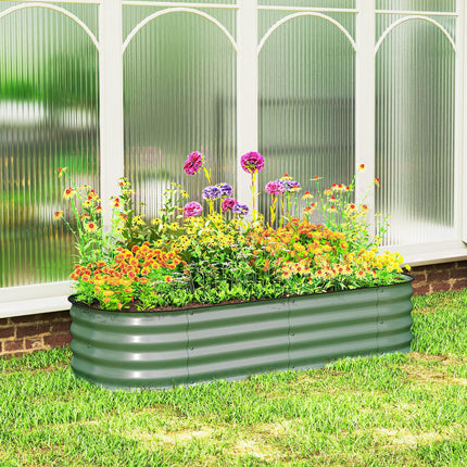Galvanised Metal Raised Garden Bed with Safety Edging - Green