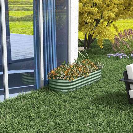 Galvanised Metal Raised Garden Bed with Safety Edging - Green