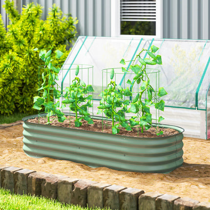 Galvanised Metal Raised Garden Bed with Safety Edging - Green