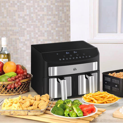 Dual Zone 8L Air Fryer with Sync Cook Function - Black