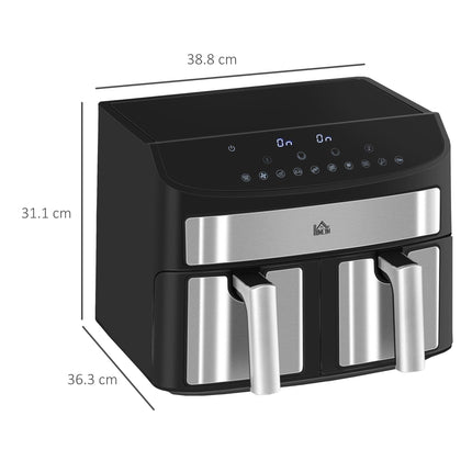 Dual Zone 8L Air Fryer with Sync Cook Function - Black