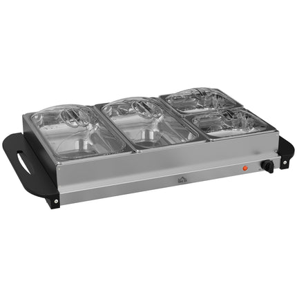 4 Tray Electric Food Warmer Buffet Server with Adjustable Temperature Control - Black