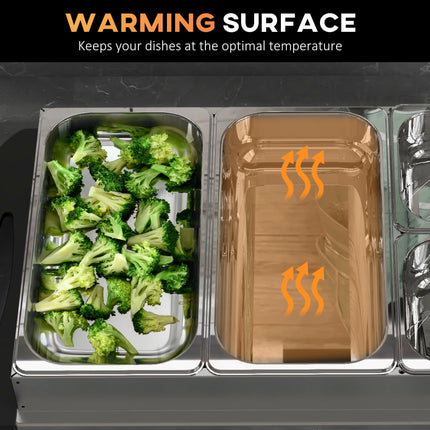 4 Tray Electric Food Warmer Buffet Server with Adjustable Temperature Control - Black