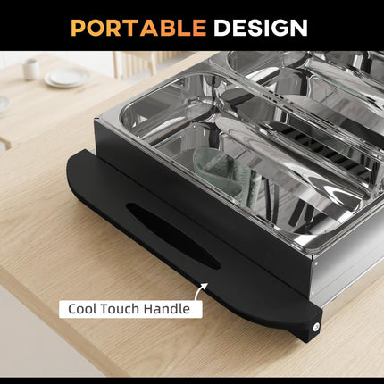 4 Tray Electric Food Warmer Buffet Server with Adjustable Temperature Control - Black