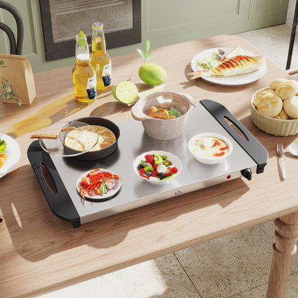 4 Tray Electric Food Warmer Buffet Server with Adjustable Temperature Control - Black