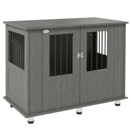 Dog Crate Table for Medium & Large Dogs with Magnetic Door 100x55x80 cm - Grey