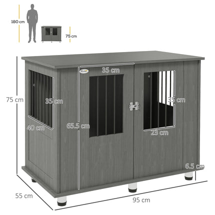Dog Crate Table for Medium & Large Dogs with Magnetic Door 100x55x80 cm - Grey