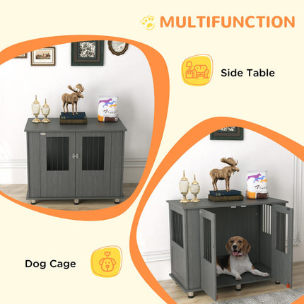 Dog Crate Table for Medium & Large Dogs with Magnetic Door 100x55x80 cm - Grey