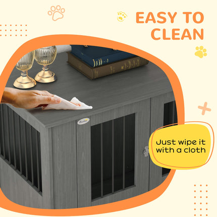 Dog Crate Table for Medium & Large Dogs with Magnetic Door 100x55x80 cm - Grey