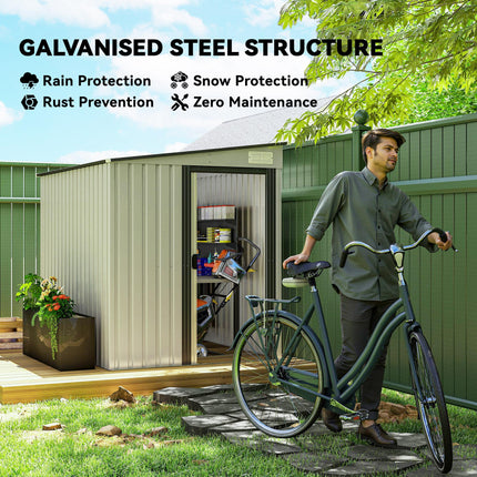 5 x 7ft Galvanised Metal Lean To Garden Shed with Sliding Doors - White