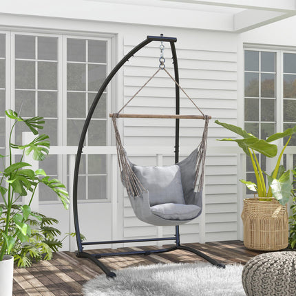 Heavy Duty Metal Hammock Chair Stand with Spring Buckle 198x130x108cm - Black
