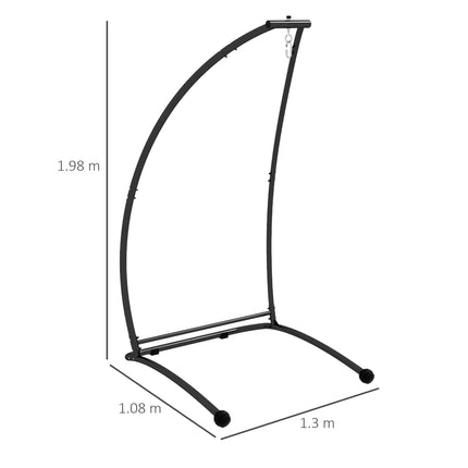 Heavy Duty Metal Hammock Chair Stand with Spring Buckle 198x130x108cm - Black