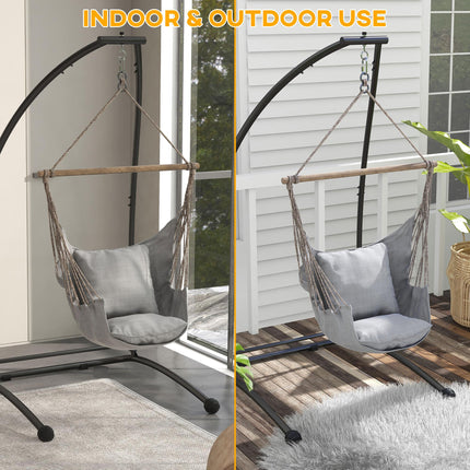 Heavy Duty Metal Hammock Chair Stand with Spring Buckle 198x130x108cm - Black