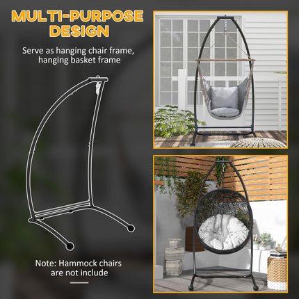 Heavy Duty Metal Hammock Chair Stand with Spring Buckle 198x130x108cm - Black