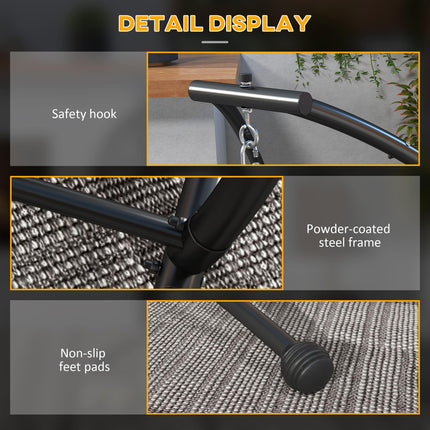 Heavy Duty Metal Hammock Chair Stand with Spring Buckle 198x130x108cm - Black